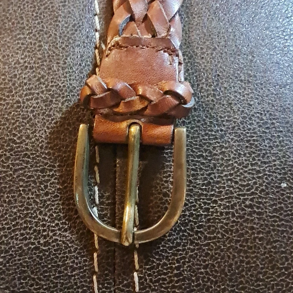 Braided Brown Leather Belt Size 36 Made In Uraguay Casual Basic Capsule